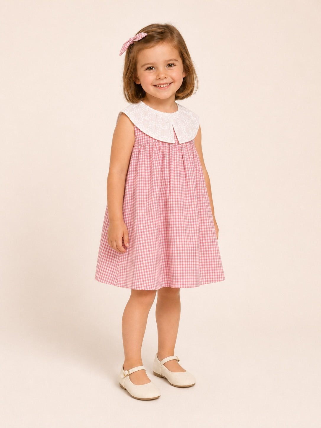 Blanca Pink Embroidered Collar Dress